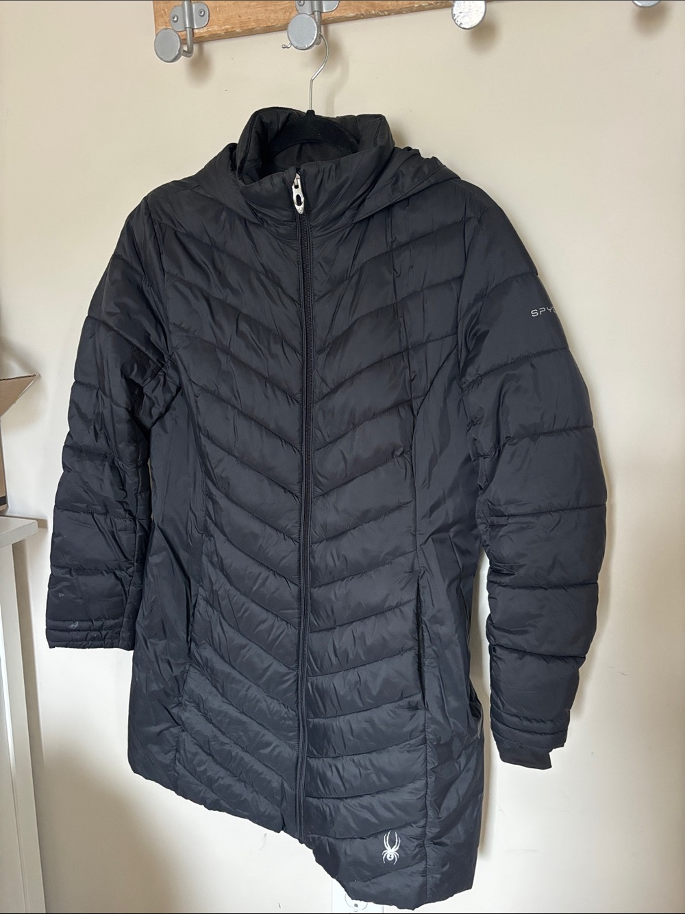 Spyder Black Quilted Hooded Puffer Jacket